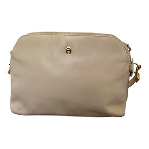 Etienne Aigner Cream Crossbody Bag Structured Design Gold Accents